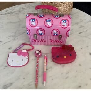 Hello Kitty Tin Container, Memo Pad & Pen, Pencils, & Mini Stationary Set